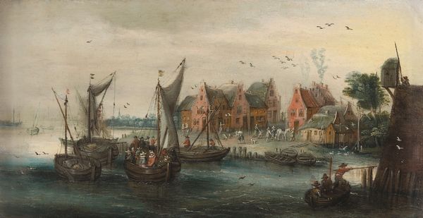 ,Peeter Gijsels : Scorcio con approdo e villaggio  - Asta Disegni Antichi - Associazione Nazionale - Case d'Asta italiane