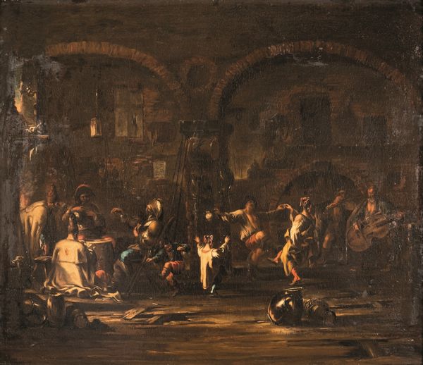 ,Alessandro Magnasco : Interni con famiglia di zingari  - Asta Disegni Antichi - Associazione Nazionale - Case d'Asta italiane