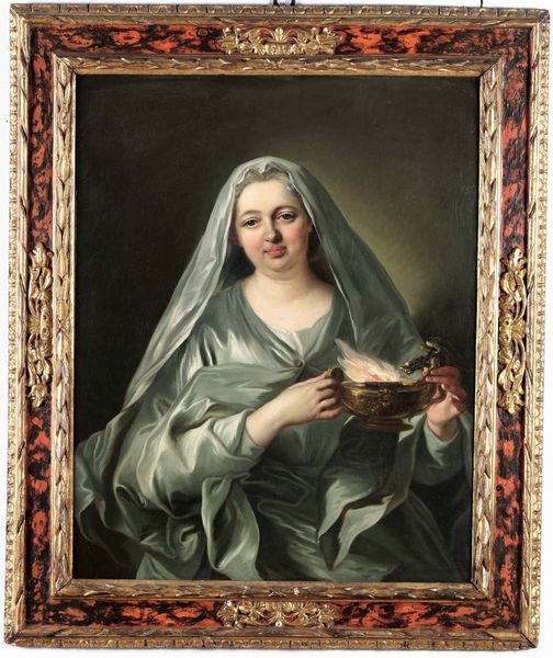 Scuola francese del XVIII secolo Ritratto di matrona con lucerna  - Asta Disegni Antichi - Associazione Nazionale - Case d'Asta italiane