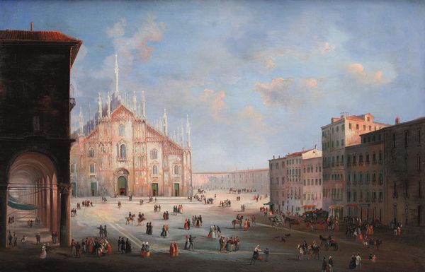Scuola lombarda dell'inizio del XIX secolo Veduta di piazza del Duomo a Milano  - Asta Disegni Antichi - Associazione Nazionale - Case d'Asta italiane