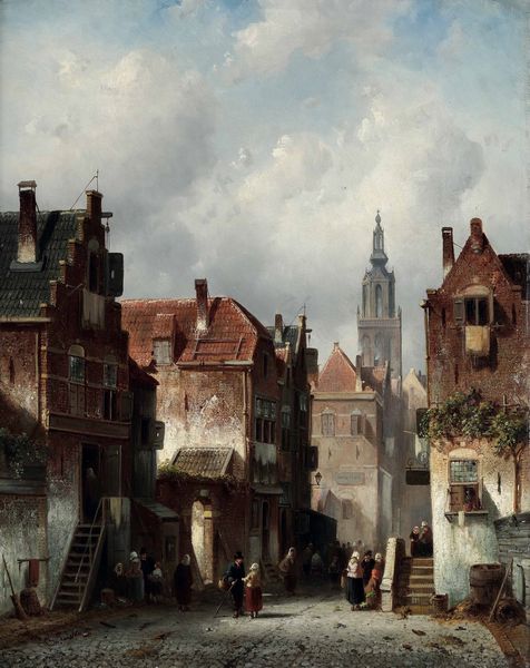 ,Charles Henri Joseph Leickert : Scorcio di strada cittadina con figure  - Asta Disegni Antichi - Associazione Nazionale - Case d'Asta italiane