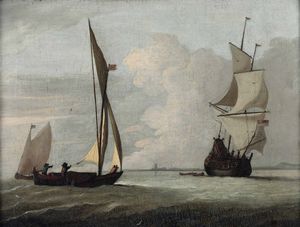 ,Abraham Storck - Marina con velieri