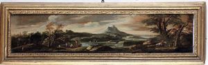 Scuola italiana del XVIII secolo Paesaggi con pescatori e pastori  - Asta Disegni Antichi - Associazione Nazionale - Case d'Asta italiane