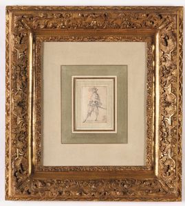 ,Jaques Callot : Ritratto di uomo con spada  - Asta Disegni Antichi - Associazione Nazionale - Case d'Asta italiane