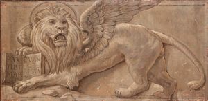 Scuola italiana del XIX secolo Il leone di San Marco  - Asta Disegni Antichi - Associazione Nazionale - Case d'Asta italiane