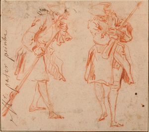 ,Jean-Baptiste François Pater - Studi di due uomini con fucile