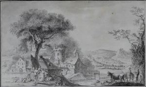 ,Ferdinand Landerer - Paesaggio con scena galante e pastori