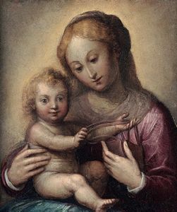 ,Guglielmo Caccia detto il Moncalvo : Madonna con Bambino  - Asta Disegni Antichi - Associazione Nazionale - Case d'Asta italiane