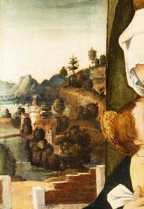 ,Benedetto Montagna : Madonna con Bambino su sfondo di paesaggio  - Asta Disegni Antichi - Associazione Nazionale - Case d'Asta italiane