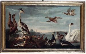 ,Giovanni Crivelli detto il Crivellino : Paesaggi con volatili  - Asta Disegni Antichi - Associazione Nazionale - Case d'Asta italiane