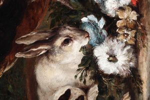 ,Giovanni Crivelli detto il Crivellino : Veduta di giardino con pavoni, fagiano e coniglietti  - Asta Disegni Antichi - Associazione Nazionale - Case d'Asta italiane