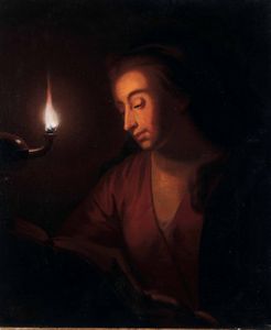 ,Godfried Schalcken - Giovane che legge alla luce di una lucerna