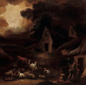 ,Pieter Mulier detto il Tempesta - Villaggio con pastori e armenti