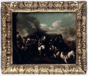 Scuola napoletana del XVII secolo Scontri di cavalleria  - Asta Disegni Antichi - Associazione Nazionale - Case d'Asta italiane