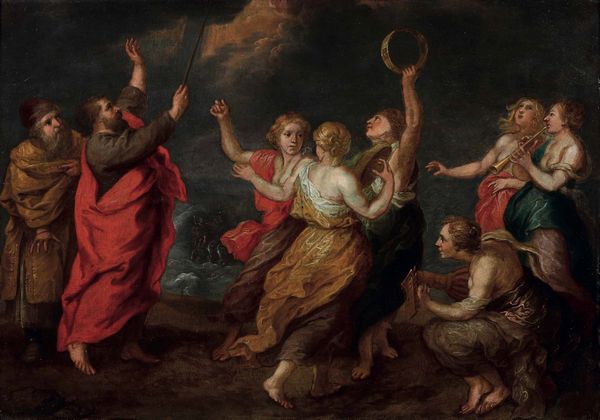Jan Van Balen : Passaggio del Mar Rosso con Mos�  - Asta Old Masters Paintings - Associazione Nazionale - Case d'Asta italiane