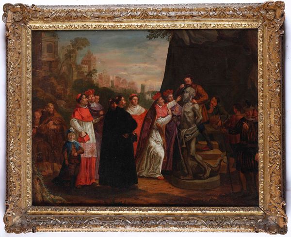 Scuola del XVII secolo Bernini realizza la scultura del Nettuno  - Asta Old Masters Paintings - Associazione Nazionale - Case d'Asta italiane