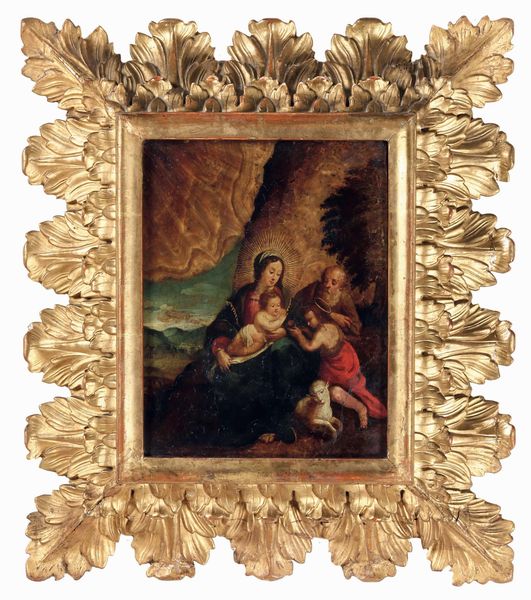Scuola del XVII secolo Sacra Famiglia con San Giovannino  - Asta Old Masters Paintings - Associazione Nazionale - Case d'Asta italiane