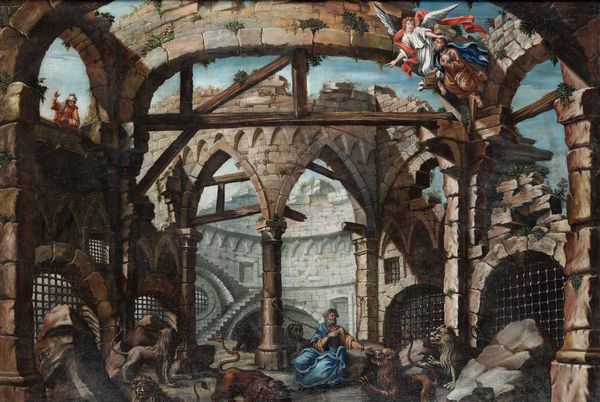 Scuola italiana del XVIII secolo Daniele nella fossa dei leoni  - Asta Old Masters Paintings - Associazione Nazionale - Case d'Asta italiane