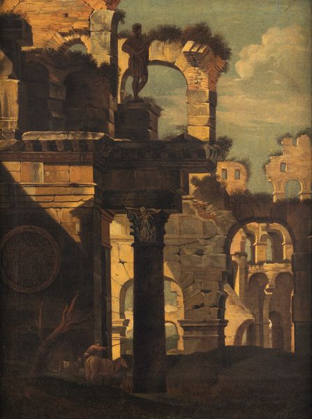 Scuola del XVIII secolo Capriccio architettonico con rovine classiche e pastore  - Asta Old Masters Paintings - Associazione Nazionale - Case d'Asta italiane