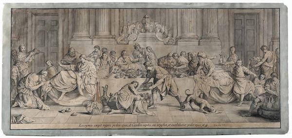 Giacomo Leonardis : copia da Pierre Subleyras La lavanda dei piedi di Pierre Subleyras  - Asta Old Masters Paintings - Associazione Nazionale - Case d'Asta italiane