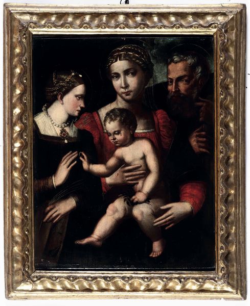 Scuola dell'Italia centrale del XVI secolo Matrimonio mistico di Santa Caterina  - Asta Old Masters Paintings - Associazione Nazionale - Case d'Asta italiane