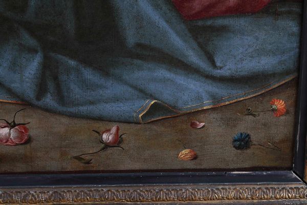 Matteo Pérez detto Matteo da Lecce, Attribuito a : Madonna con Bambino, San Giovannino e cherubini  - Asta Old Masters Paintings - Associazione Nazionale - Case d'Asta italiane