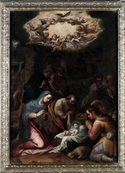 Scuola romana del XVII secolo Adorazione dei pastori  - Asta Old Masters Paintings - Associazione Nazionale - Case d'Asta italiane