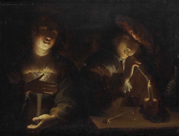 Pietro Ricchi detto il Lucchese : Due figure a lume di candela  - Asta Old Masters Paintings - Associazione Nazionale - Case d'Asta italiane