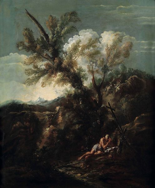 Alessandro Magnasco (Genova 1667 - Genova 1749) e Antonio Francesco Peruzzini (Ancona 1643 - Milano 1724) Paesaggio con santo eremita  - Asta Old Masters Paintings - Associazione Nazionale - Case d'Asta italiane