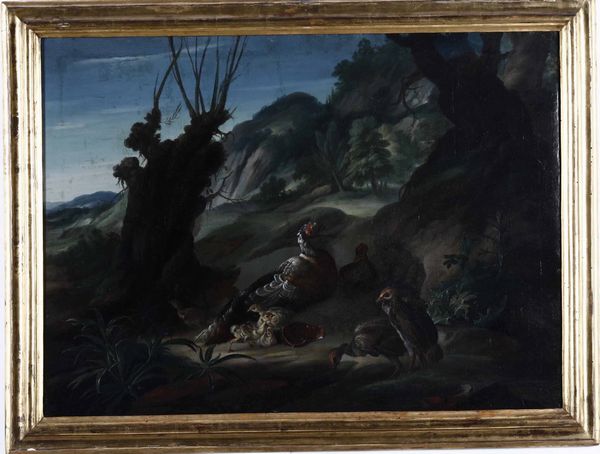 Giorgio Duranti : Paesaggi con galline e tacchini  - Asta Old Masters Paintings - Associazione Nazionale - Case d'Asta italiane
