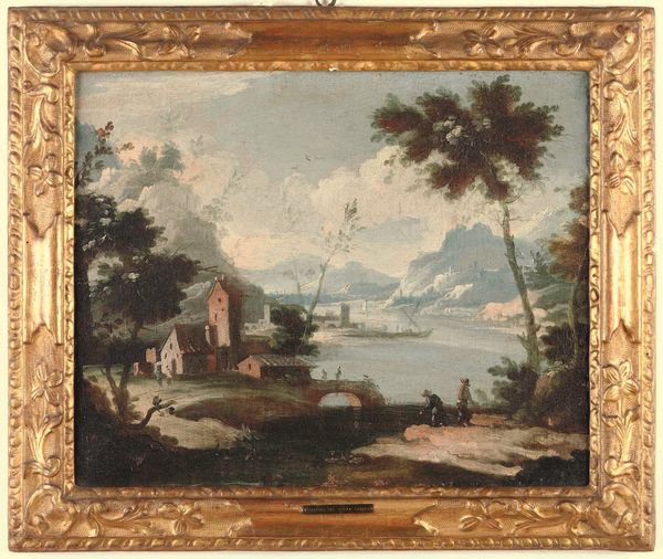 Scuola veneta del XVIII secolo Paesaggi con figure  - Asta Old Masters Paintings - Associazione Nazionale - Case d'Asta italiane
