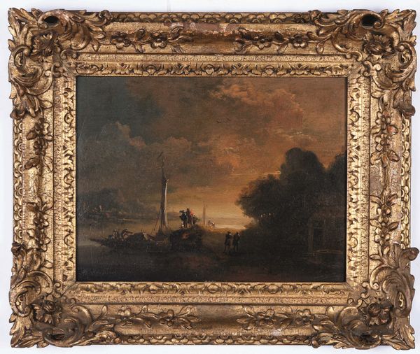 Christian Hilfgott Brand, Attribuito a : Paesaggi costieri con imbarcazioni e figure  - Asta Old Masters Paintings - Associazione Nazionale - Case d'Asta italiane