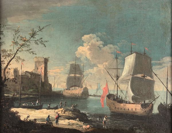 Gaetano Vetturali : Vedute di porto  - Asta Old Masters Paintings - Associazione Nazionale - Case d'Asta italiane