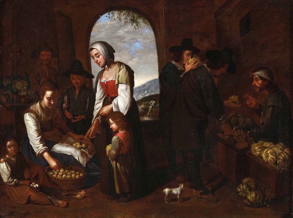Artista fiammingo attivo a Roma nel XVII secolo Scena di mercato  - Asta Old Masters Paintings - Associazione Nazionale - Case d'Asta italiane