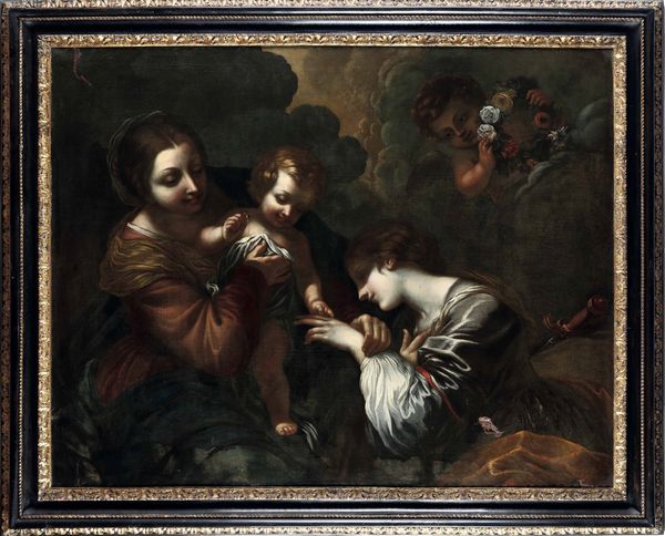 Scuola fiorentina del XVII secolo Matrimonio mistico di Santa Caterina  - Asta Old Masters Paintings - Associazione Nazionale - Case d'Asta italiane