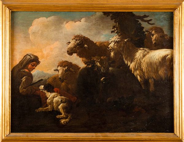 Scuola del XVII secolo Pastorella con armenti  - Asta Old Masters Paintings - Associazione Nazionale - Case d'Asta italiane