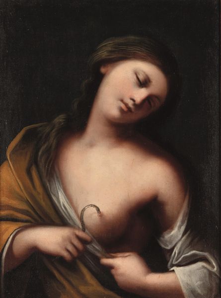 Scuola emiliana del XVII secolo Suicidio di Cleopatra  - Asta Old Masters Paintings - Associazione Nazionale - Case d'Asta italiane