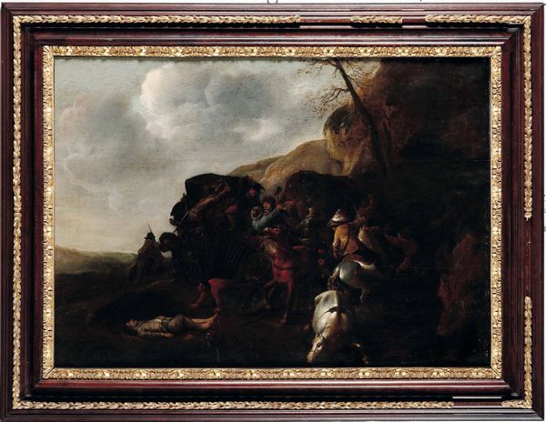 Scuola fiamminga del XVII secolo L�imboscata  - Asta Old Masters Paintings - Associazione Nazionale - Case d'Asta italiane