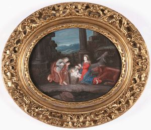 Scuola del XVIII secolo L'Adorazione del Bambino  - Asta Old Masters Paintings - Associazione Nazionale - Case d'Asta italiane