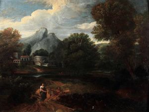 Jan Gottlieb Glauber : Paesaggio con contadini  - Asta Old Masters Paintings - Associazione Nazionale - Case d'Asta italiane