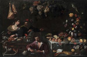 Giuseppe Recco : Interno di cucina  - Asta Old Masters Paintings - Associazione Nazionale - Case d'Asta italiane