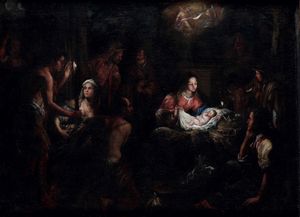 Domenico Fiasella : Adorazione dei pastori  - Asta Old Masters Paintings - Associazione Nazionale - Case d'Asta italiane