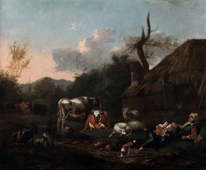 Johannes van der Bent : Il riposo dei pastori  - Asta Old Masters Paintings - Associazione Nazionale - Case d'Asta italiane