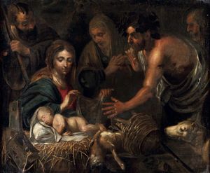 Giovanni Benedetto Castiglione detto Il Grechetto - Adorazione del Bambino