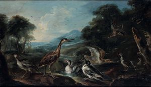 Giovanni Crivelli detto il Crivellino, Attribuito a - Paesaggi con volatili