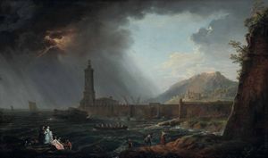 Claude Joseph Vernet, Cerchia di : L'arrivo della tempesta  - Asta Old Masters Paintings - Associazione Nazionale - Case d'Asta italiane