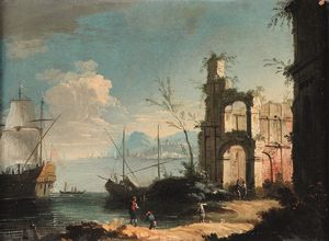 Gaetano Vetturali : Vedute di porto  - Asta Old Masters Paintings - Associazione Nazionale - Case d'Asta italiane