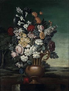 Scuola del XVIII secolo Nature morte con vasi di fiori  - Asta Old Masters Paintings - Associazione Nazionale - Case d'Asta italiane