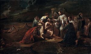 Scuola del XVII secolo Atto di carit  - Asta Old Masters Paintings - Associazione Nazionale - Case d'Asta italiane