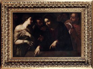 Scuola romana del XVII secolo Cristo e ladultera  - Asta Old Masters Paintings - Associazione Nazionale - Case d'Asta italiane